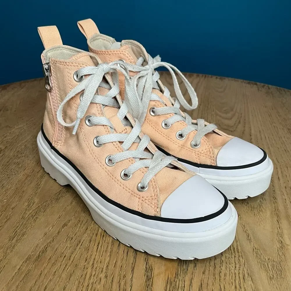 Converse Chuck Lugged Lift Hi Platform Sneaker Coral Canvas Kids 4 Women's 5.5